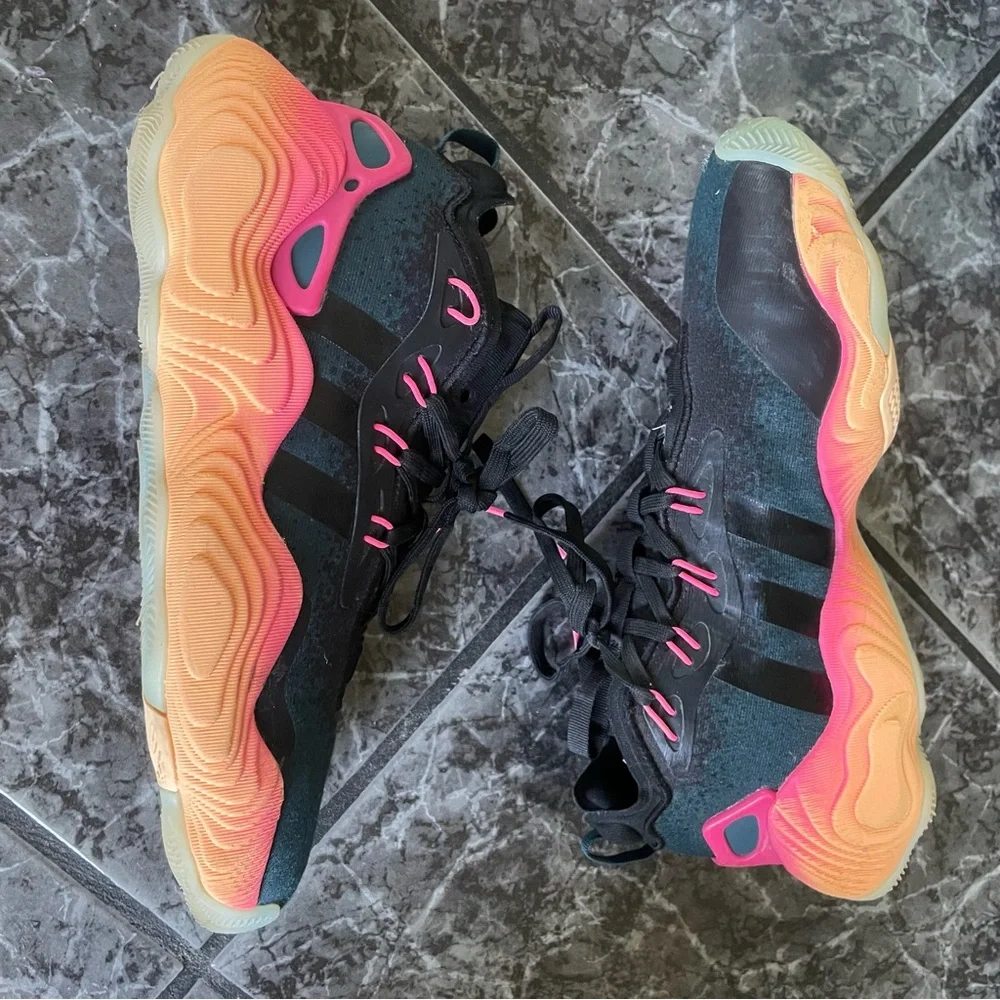 Adidas Black and Pink Athletic Shoes with Cushioned Sole